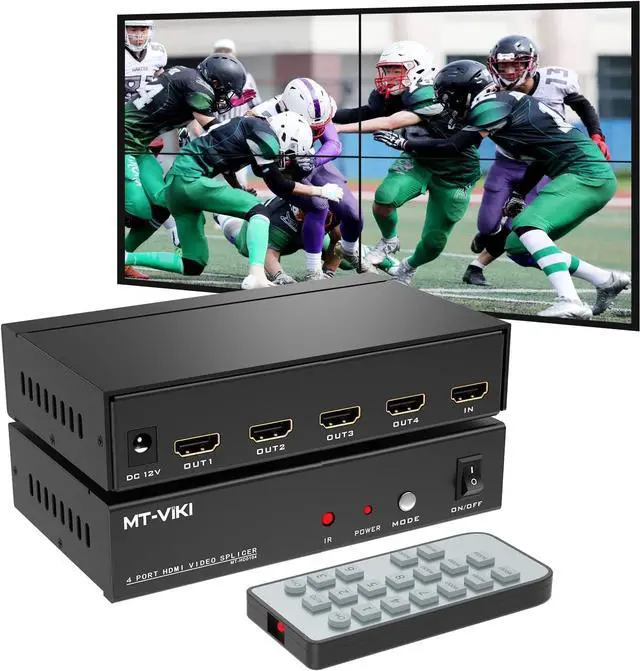 Main image of MT-VIKI 4K Video Wall Controller 2x2, Support 4K 30Hz HDMI Output and Input for 4 TV Splicing Display, 8 Display Modes -1x2, 1x3, 1x4, 2x2, 4x1, 3x1, 2x1