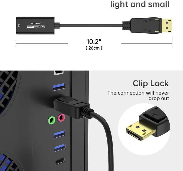 Alt view image 5 of 5 - MT-VIKI 4K@60Hz DP to HDMI Adapter, Displayport 1.2 to HDMI 2.0 Adapter 2K@120Hz, DP Source to HDMI Monitor-Male to Female, Unidirectional