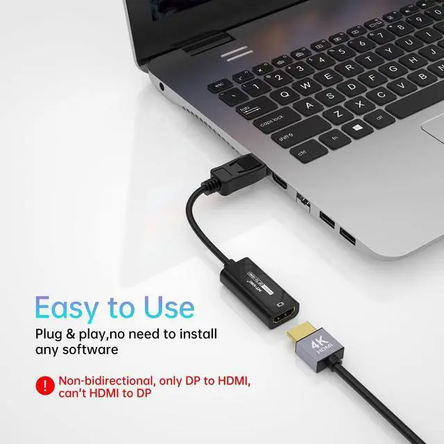 Alt view image 3 of 5 - MT-VIKI 4K@60Hz DP to HDMI Adapter, Displayport 1.2 to HDMI 2.0 Adapter 2K@120Hz, DP Source to HDMI Monitor-Male to Female, Unidirectional