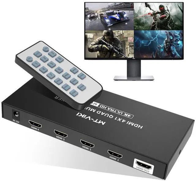 Main image of MT-VIKI 4K HDMI Multiviewer 4x1 w/IR Remote, 4K@30Hz Seamless HDMI Switcher 4 in 1 Out for PS4/PS5/Security Camera