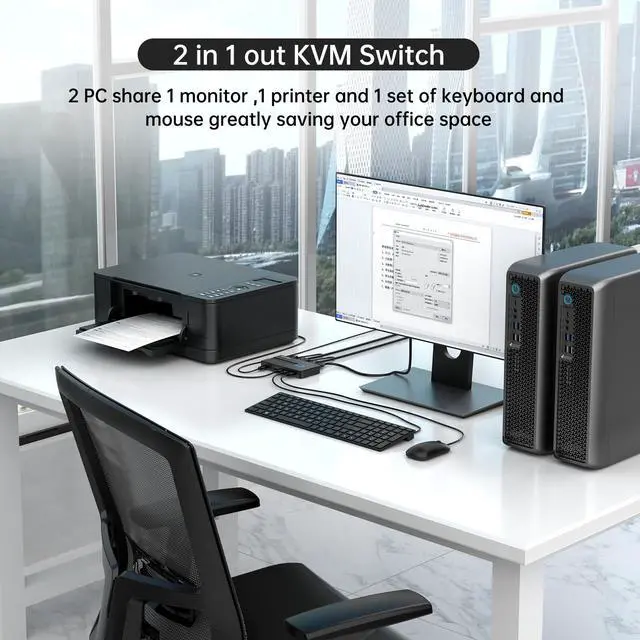 Alt view image 4 of 7 - MT-VIKI KVM Switch HDMI 2 Port Boxes, 4K@30Hz USB HDMI KVM Console for 2 PCs Share 1 HD Monitor and Keyboard Mouse with 2 USB Cables + Desktop Selector
