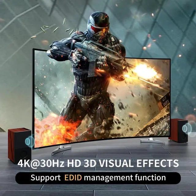 Alt view image 6 of 7 - MT-VIKI KVM Switch HDMI 2 Port Boxes, 4K@30Hz USB HDMI KVM Console for 2 PCs Share 1 HD Monitor and Keyboard Mouse with 2 USB Cables + Desktop Selector