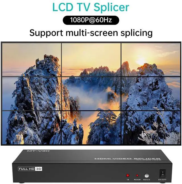 Alt view image 4 of 6 - MT-VIKI Video Wall Controller 3x3, HDMI Video Wall Support UHD 4K Input & 1080P Output for 9 TV Splicing Display, 9 Channel Video Wall Processor