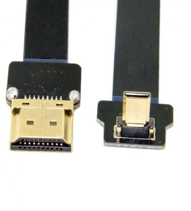 Alt view image 2 of 7 - Vszerda 90 Degree Up Angled FPV Micro HDMI Male to HDMI Male Flat Cable 50cm Compatible for FPV HDTV Multicopter Aerial Photography Support 1080p 60hz