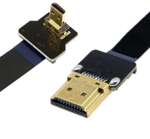 Alt view image 3 of 7 - Vszerda 90 Degree Up Angled FPV Micro HDMI Male to HDMI Male Flat Cable 50cm Compatible for FPV HDTV Multicopter Aerial Photography Support 1080p 60hz