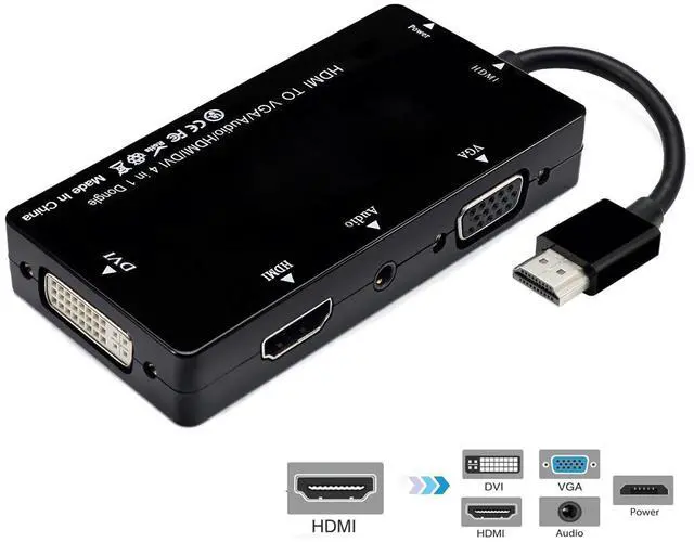 Alt view image 2 of 7 - BUCIER HDMI to VGA Audio HDMI DVI Adapter Multiport Splitter Converter 4 in1 Dongle Compatible for PS3 HDTV PC Monitor Projector