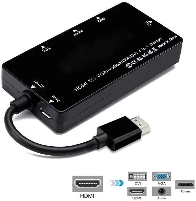 Alt view image 3 of 7 - BUCIER HDMI to VGA Audio HDMI DVI Adapter Multiport Splitter Converter 4 in1 Dongle Compatible for PS3 HDTV PC Monitor Projector