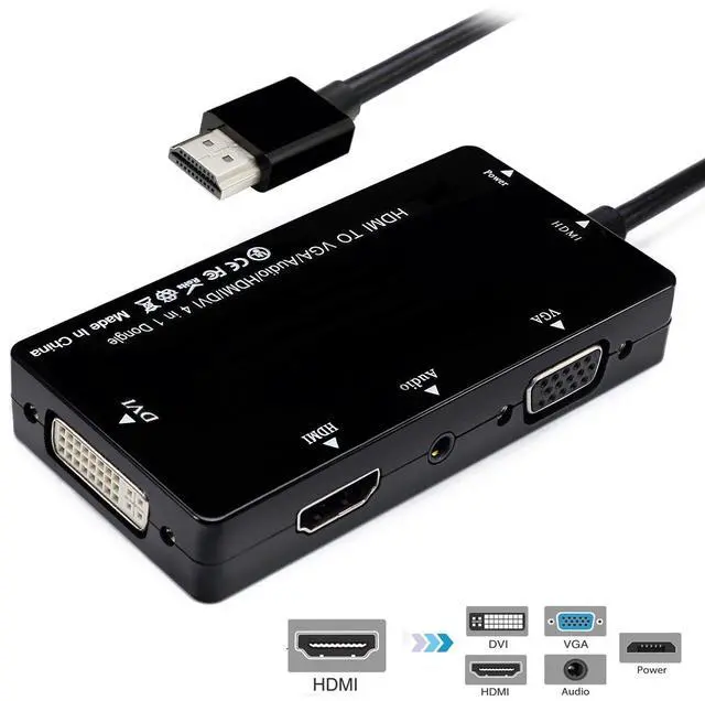 Alt view image 6 of 7 - BUCIER HDMI to VGA Audio HDMI DVI Adapter Multiport Splitter Converter 4 in1 Dongle Compatible for PS3 HDTV PC Monitor Projector