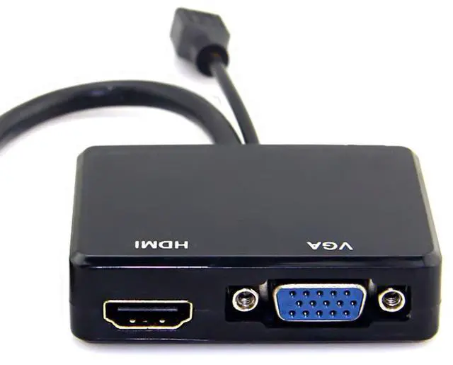 Alt view image 5 of 7 - Vszerda HDMI to VGA & HDMI Female Splitter with Audio Video Cable Converter Adapter for HDTV PC Monitor