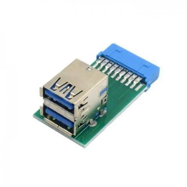 Alt view image 2 of 5 - BUCIER Vertical Dual USB 3.0 A Type Female to Motherboard 19Pin 20Pin Box Header Slot Adapter PCBA