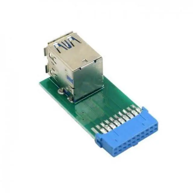Alt view image 3 of 5 - BUCIER Vertical Dual USB 3.0 A Type Female to Motherboard 19Pin 20Pin Box Header Slot Adapter PCBA