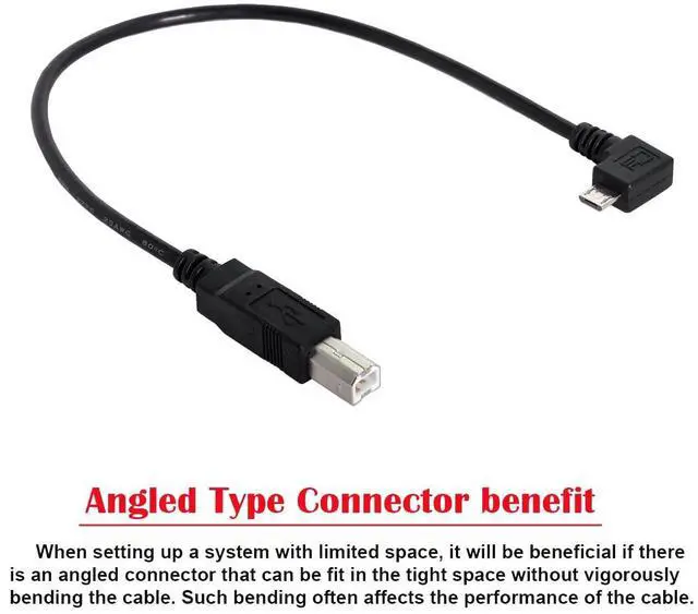Alt view image 2 of 7 - BUCIER 30cm Right Angled 90 Degree Micro USB OTG to Standard B Type Printer Scanner Hard Disk Cable