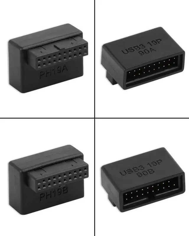 Alt view image 6 of 7 - Vszerda 2-Pack 90 Degree Up & Down Angle USB 3.0 Motherboard Adapter, L Turn 19Pin/20Pin Male to Female Extension Adapter, Socket for Desktop PC Motherboard Internal Connector