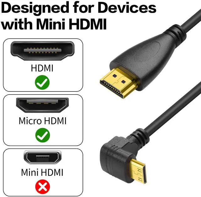 Alt view image 7 of 7 - Vszerda 90 Degree Mini HDMI Coiled Cable Mini HDMI Male to HDMI Male Stretch Coiled Cord for Cameras, DSLRs, Camcorders, Portable Screens and Monitors (Down Angle)