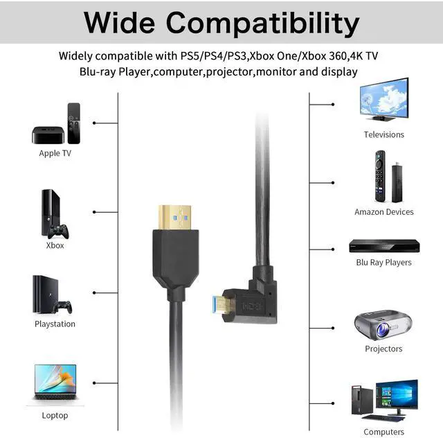 Alt view image 3 of 7 - Vszerda Micro HDMI to HDMI Cable Coiled 8K HDMI 2.1 Telescopic Cable High Speed Cable Support 120Hz 48Gbps Dynamic HDR for Digital Cameras (Left Angle)