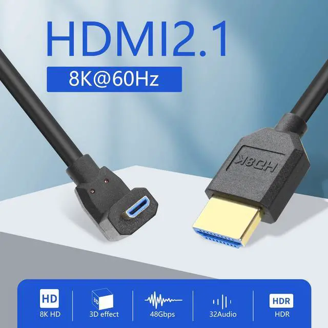Alt view image 2 of 7 - Vszerda Micro HDMI to HDMI Cable Coiled 8K HDMI 2.1 Telescopic Cable High Speed Cable Support 120Hz 48Gbps Dynamic HDR for Digital Cameras (Up Angle)