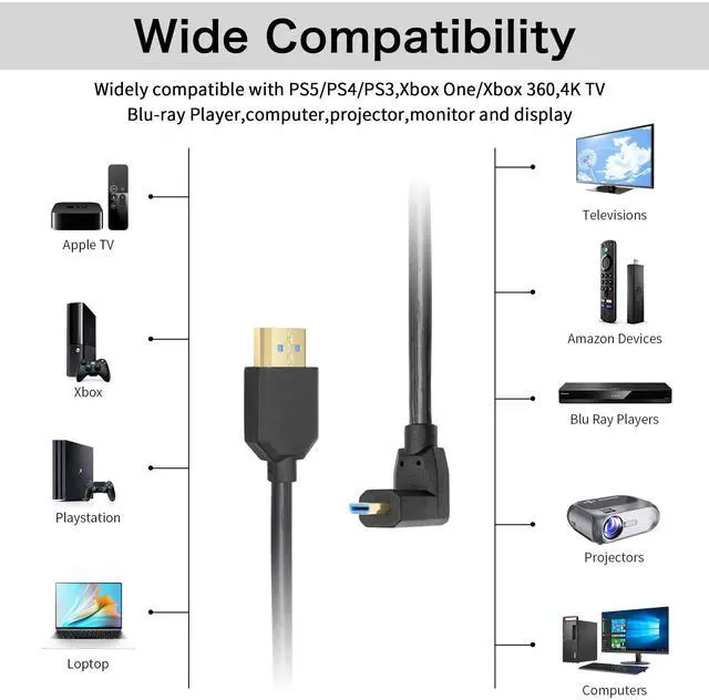 Alt view image 7 of 7 - Vszerda Micro HDMI to HDMI Cable Coiled 8K HDMI 2.1 Telescopic Cable High Speed Cable Support 120Hz 48Gbps Dynamic HDR for Digital Cameras (Up Angle)
