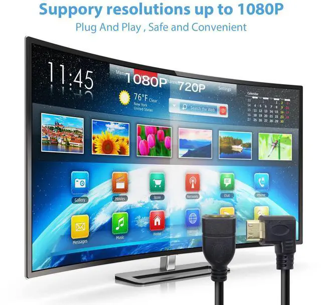 Alt view image 5 of 7 - [UHD HDMI 2.1 Cable]Supports output 8K@60HZ(B 90 Degree Mini HDMI to HDMI Cable 15CM High Speed Right Angle HDMI Extension Cable, 2 Pack High Speed Gold Plated Swivel ConverterLeft Angle+Right Angle
