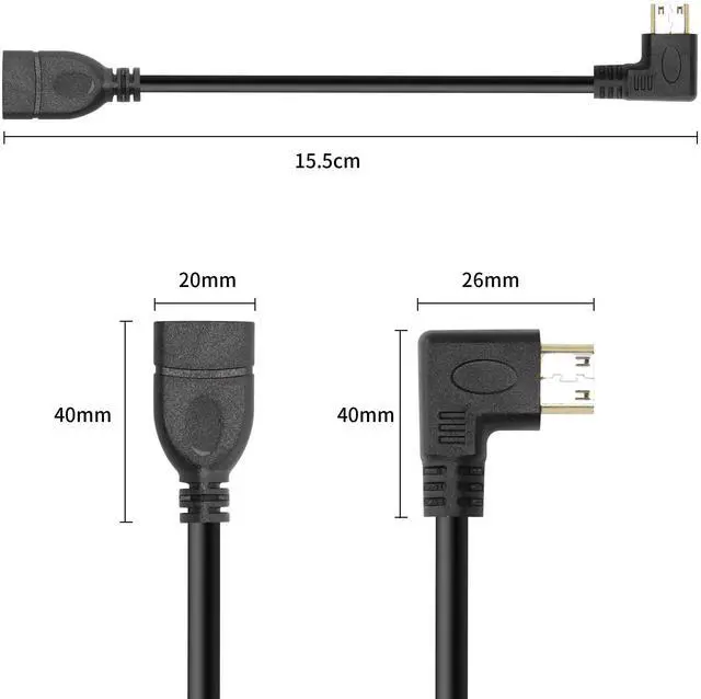 Alt view image 3 of 7 - [UHD HDMI 2.1 Cable]Supports output 8K@60HZ(B 90 Degree Mini HDMI to HDMI Cable 15CM High Speed Right Angle HDMI Extension Cable, 2 Pack High Speed Gold Plated Swivel ConverterLeft Angle+Right Angle