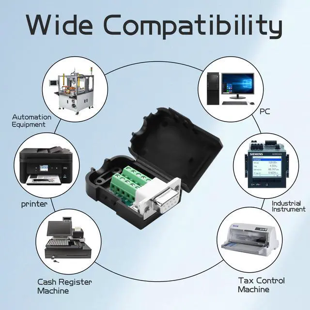 Alt view image 6 of 7 - Vszerda 1 Pair DB9 Breakout Connector RS232 D-SUB 9-Pin Port Male+Female Serial Solderless Adapter Terminal Connector Signal Module with case (A, Long Bolts)