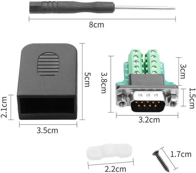 Alt view image 4 of 7 - Vszerda 1 Pair DB9 Breakout Connector RS232 D-SUB 9-Pin Port Male+Female Serial Solderless Adapter Terminal Connector Signal Module with case (B, Nuts)
