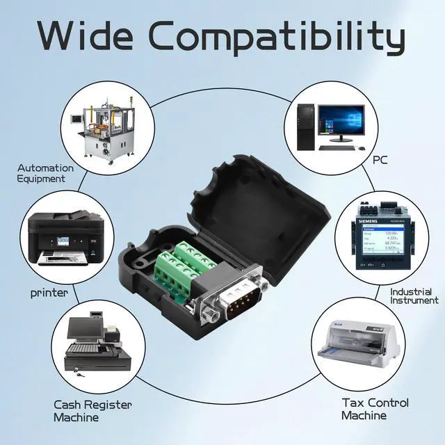 Alt view image 6 of 7 - Vszerda 1 Pair DB9 Breakout Connector RS232 D-SUB 9-Pin Port Male+Female Serial Solderless Adapter Terminal Connector Signal Module with case (B, Nuts)