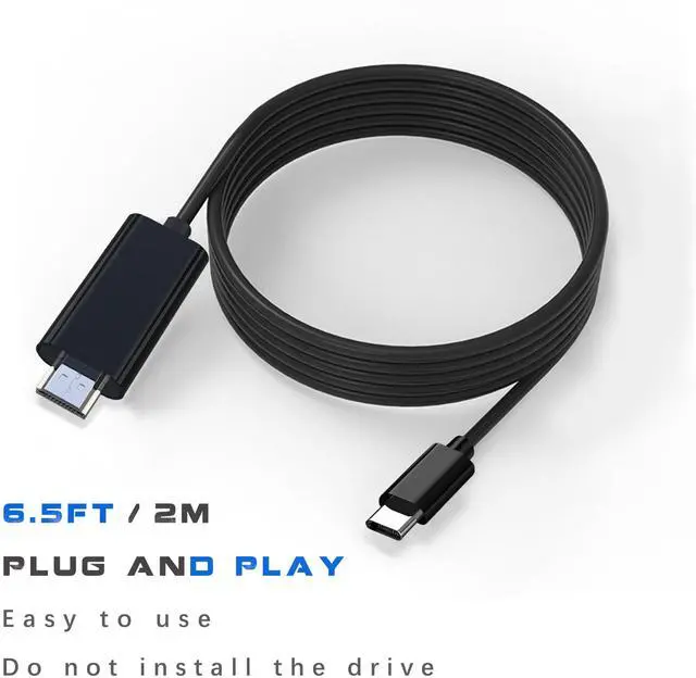 Alt view image 2 of 6 - BUCIER USB C to HDMI Cable 6ft 4K for Monitor, Adapter MAC, USBC Converter vga iPad pro, MacBook air, Type Cord Chromebook, TV