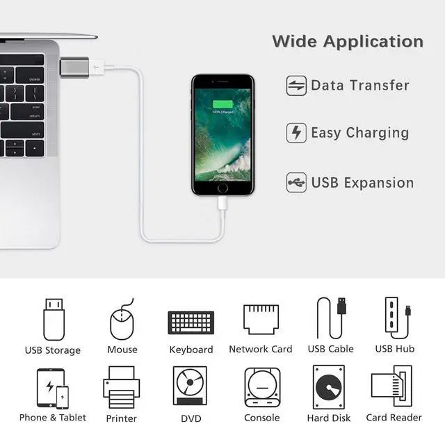 Alt view image 2 of 6 - Vszerda USB C to USB Adapter 3.1 Gen 2, 10Gbps USB to USB C Adapter, USB-C Male to USB 3.0 A Female USB 3.2 Type C OTG Converter for MacBook pro Laptop PC iMac iPad air