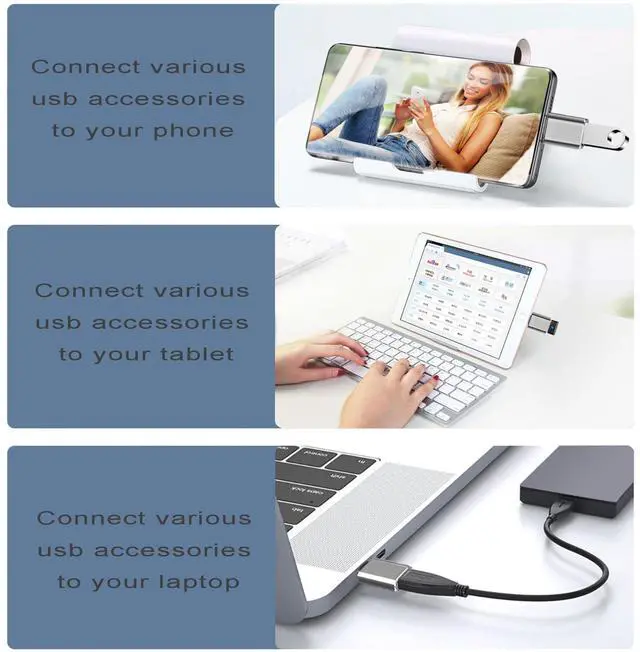 Alt view image 3 of 6 - Vszerda USB C to USB Adapter 3.1 Gen 2, 10Gbps USB to USB C Adapter, USB-C Male to USB 3.0 A Female USB 3.2 Type C OTG Converter for MacBook pro Laptop PC iMac iPad air