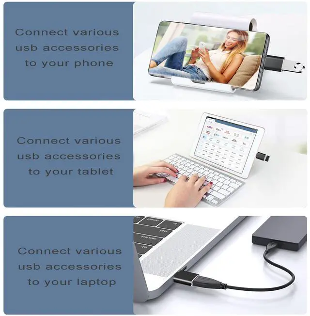Alt view image 3 of 6 - USB C to USB 3.0 Adapter Cable 4 Pack, USB Female to USB C Male Adapter Fast Charging for Charger, USB-C to UAB A Converter for MacBook pro Laptop PC iMac iPad air and More Type c Device