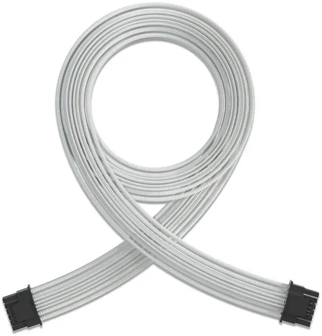 Main image of Vszerda PCI-E5.0 12VHPWR 16Pin(12+4P) Sleeve Modular Cable, 16 AWG Male to Male Power Cable for RTX 3090Ti 4080 4090 (White)