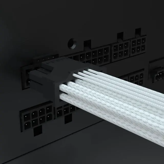 Alt view image 4 of 7 - Vszerda PCI-E5.0 12VHPWR 16Pin(12+4P) Sleeve Modular Cable, 16 AWG Male to Male Power Cable for RTX 3090Ti 4080 4090 (White)