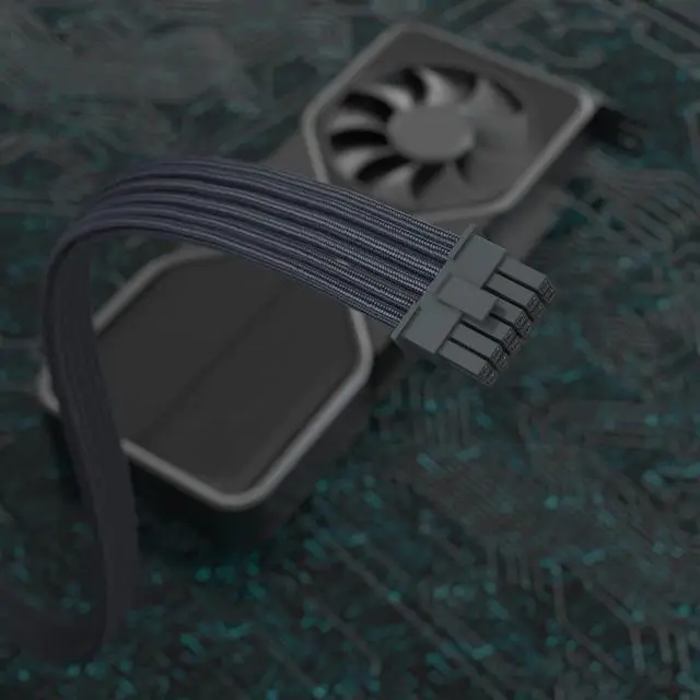 Alt view image 7 of 7 - Vszerda PCI-E5.0 12VHPWR 16Pin(12+4P) Sleeve Modular Cable, 16 AWG Male to Male Power Cable for RTX 3090Ti 4080 4090 (White)