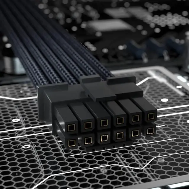 Alt view image 4 of 7 - Vszerda PCI-E5.0 12VHPWR 16Pin(12+4P) Sleeve Modular Cable, 16 AWG Male to Male Power Cable for RTX 3090Ti 4080 4090 (Black)