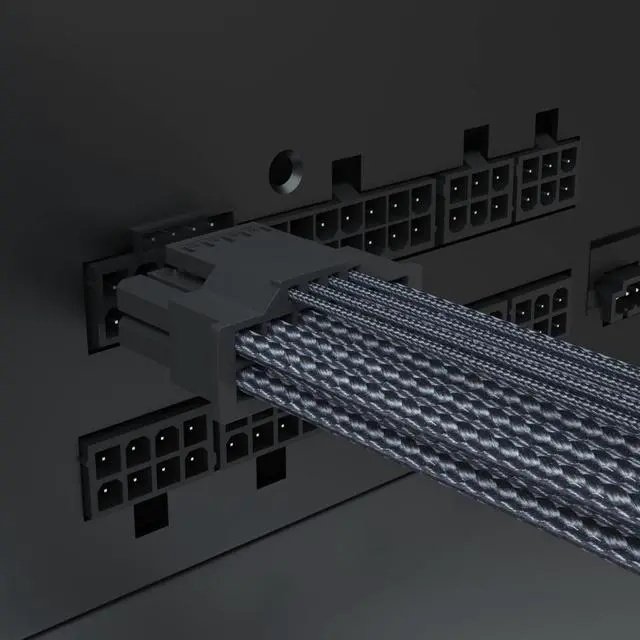 Alt view image 5 of 7 - Vszerda PCI-E5.0 12VHPWR 16Pin(12+4P) Sleeve Modular Cable, 16 AWG Male to Male Power Cable for RTX 3090Ti 4080 4090 (Black)