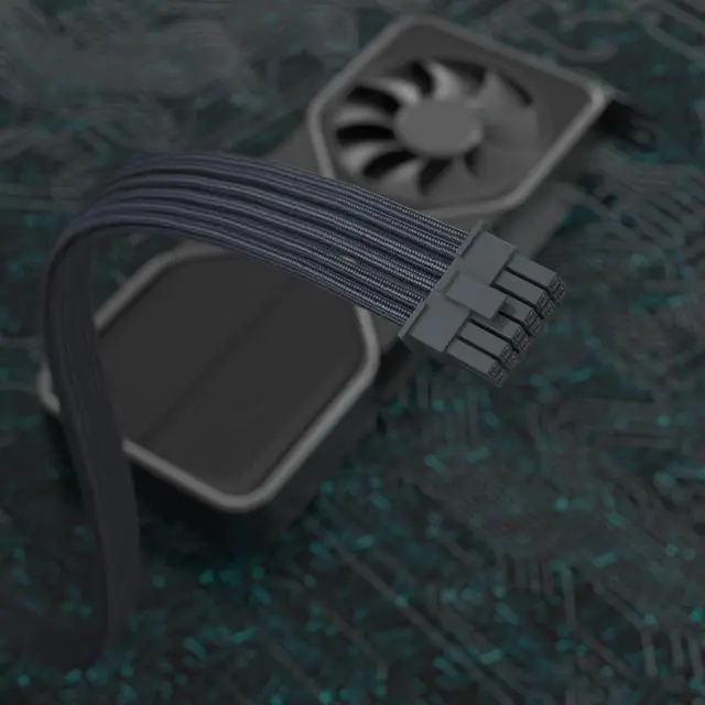 Alt view image 3 of 7 - Vszerda PCI-E5.0 12VHPWR 16Pin(12+4P) Sleeve Modular Cable, 16 AWG Male to Male Power Cable for RTX 3090Ti 4080 4090 (Black)