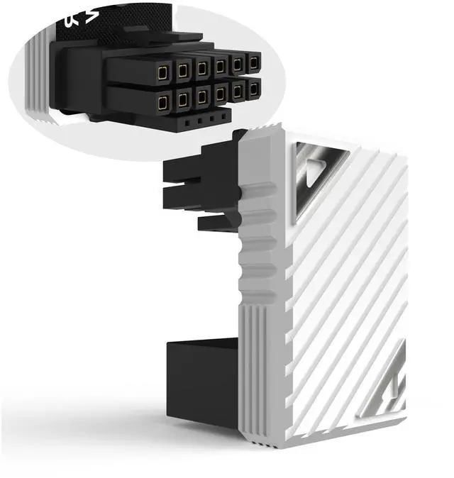 Main image of Vszerda 16 Pin GPU PCI-e 5.0 180 Degree Angled Connector, 12VHPWR Male to Female u Turn Adapter for Desktop Graphics Card Conncctor F, White