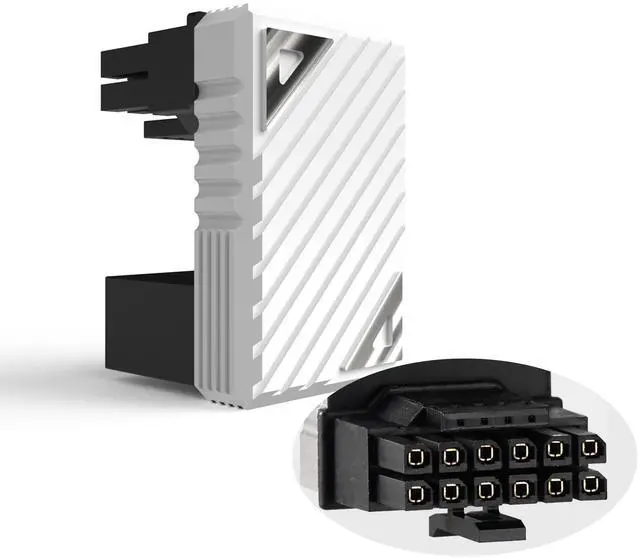 Main image of Vszerda 16 Pin GPU PCI-e 5.0 180 Degree Angled Connector, 12VHPWR Male to Female u Turn Adapter for Desktop Graphics Card (Connector Z, White)