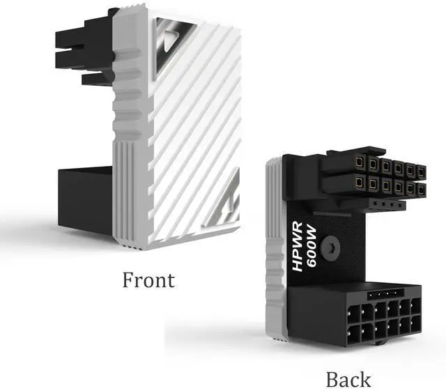 Alt view image 3 of 7 - Vszerda 16 Pin GPU PCI-e 5.0 180 Degree Angled Connector, 12VHPWR Male to Female u Turn Adapter for Desktop Graphics Card (Connector Z, White)