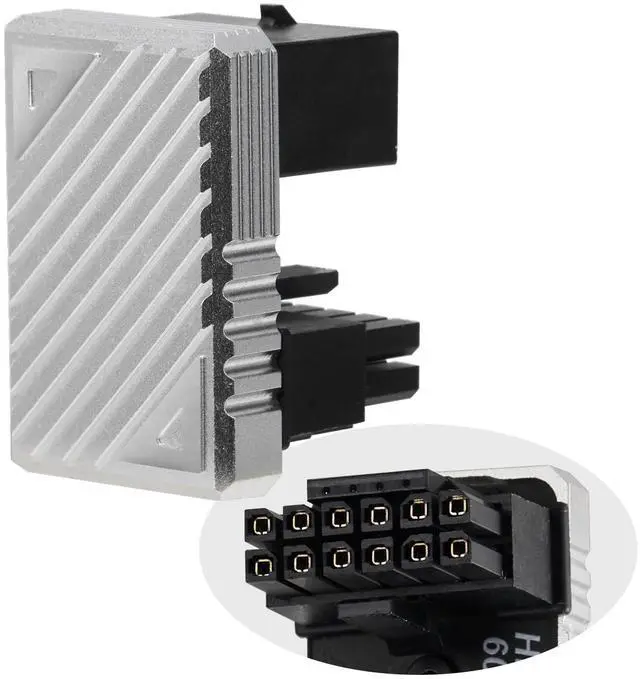 Main image of Vszerda 16 Pin GPU PCI-e 5.0 180 Degree Angled Connector, 12VHPWR Male to Female u Turn Adapter for Desktop Graphics Card (Connector F Silver)