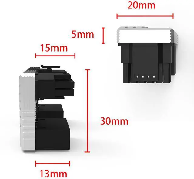 Alt view image 4 of 6 - Vszerda 16 Pin GPU PCI-e 5.0 180 Degree Angled Connector, 12VHPWR Male to Female u Turn Adapter for Desktop Graphics Card (Connector F Silver)