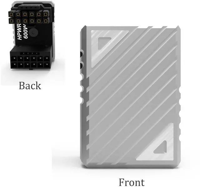 Alt view image 6 of 6 - Vszerda 16 Pin GPU PCI-e 5.0 180 Degree Angled Connector, 12VHPWR Male to Female u Turn Adapter for Desktop Graphics Card (Connector F Silver)