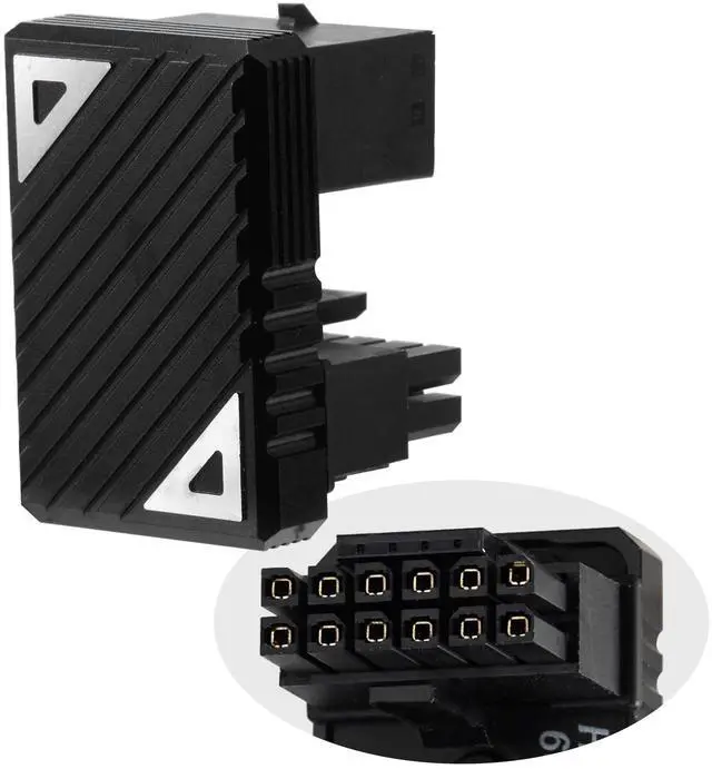 Main image of Vszerda 16 Pin GPU PCI-e 5.0 180 Degree Angled Connector, 12VHPWR Male to Female u Turn Adapter for Desktop Graphics Card (Connector F Black)
