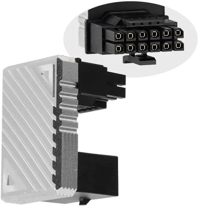 Main image of Vszerda 12VHPWR 12+4 Pin Angled Connector, PCI-e 5.0 16 Pin GPU 180 Degree Angled Adapter, U Turn Power Adapter for RTX40' Series Graphics Card (Connector Z Silver)