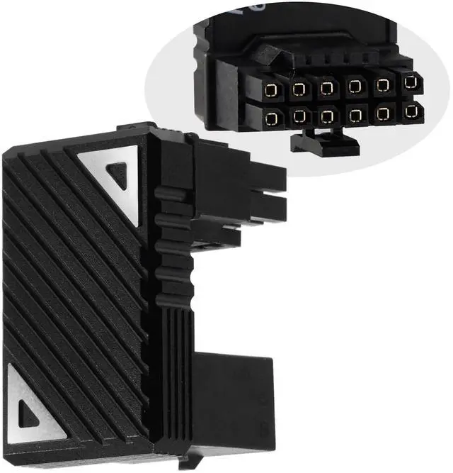 Alt view image 2 of 6 - Vszerda 12VHPWR 12+4 Pin Angled Connector, PCI-e 5.0 16 Pin GPU 180 Degree Angled Adapter, U Turn Power Adapter for RTX40' Series Graphics Card (Connector Z Black)