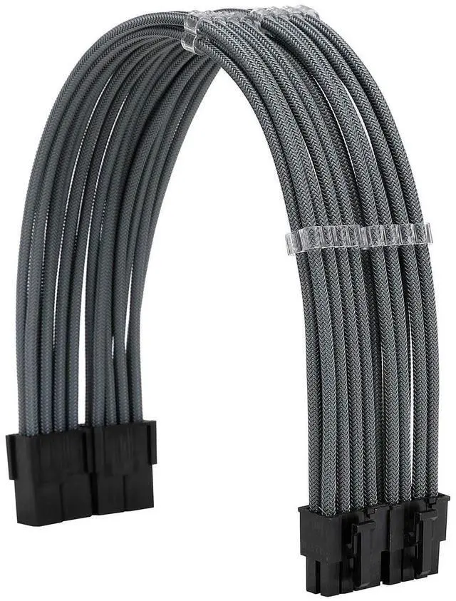 Alt view image 3 of 6 - Vszerda Sleeve Extension Power Supply Cable Kit 18AWG ATX 24P+ EPS 8-P+PCI-E8-P with Combs for PSU to Motherboard/GPU (Grey)