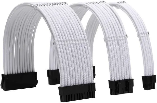 Main image of Vszerda Sleeve Extension Power Supply Cable Kit 18AWG ATX 24P+ EPS 8-P+PCI-E8-P with Combs for PSU to Motherboard/GPU (White)