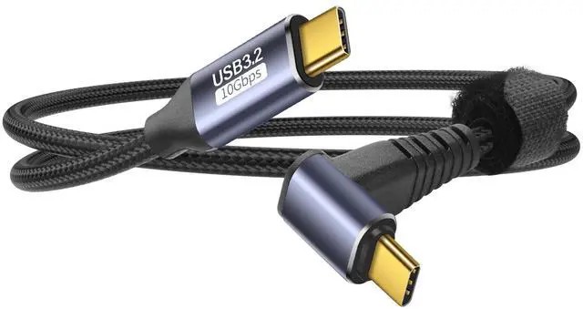 Main image of Vszerda USB C to USB C 90 Degree Cable 10Gbps USB Type-C 3.1 Gen2 Male to Male Data Transfer 4K@60Hz Video Cable Support 100W Fast Charging (0.5M/1.6FT)