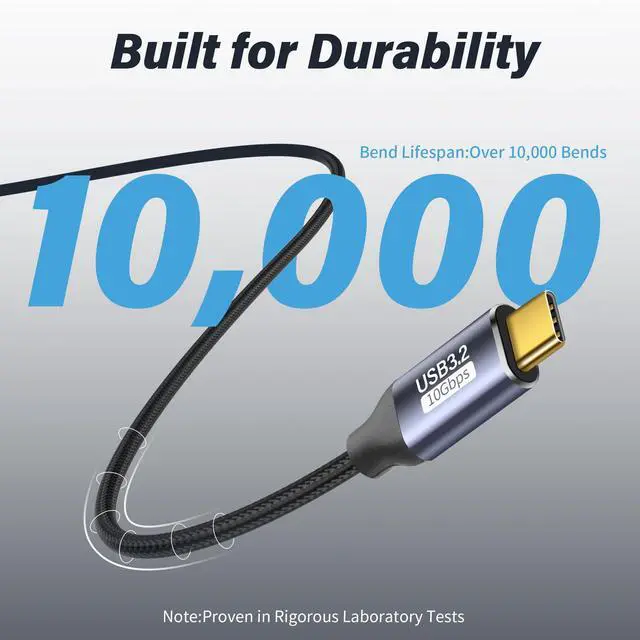 Alt view image 5 of 6 - Vszerda USB C to USB C 90 Degree Cable 10Gbps USB Type-C 3.1 Gen2 Male to Male Data Transfer 4K@60Hz Video Cable Support 100W Fast Charging (0.5M/1.6FT)
