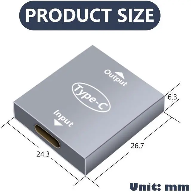 Alt view image 3 of 6 - Vszerda USB C Splitter Dual USB C Charger Adapter USB Female to Female Double USB C Port Hub Charger Power Split Adapter Splitter2 Pack